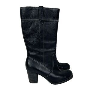 Timberland Rudston Heeled Boots Black Knee High Pull On Riding Shoes Leather 8.5